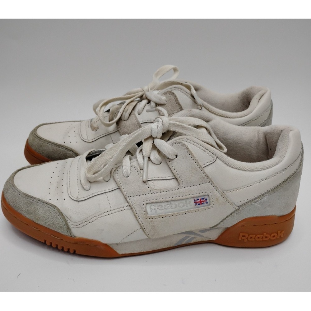Reebok Shoes Mens 7.5 Classic Workout Plus Low Sneakers White Leather Lace Up